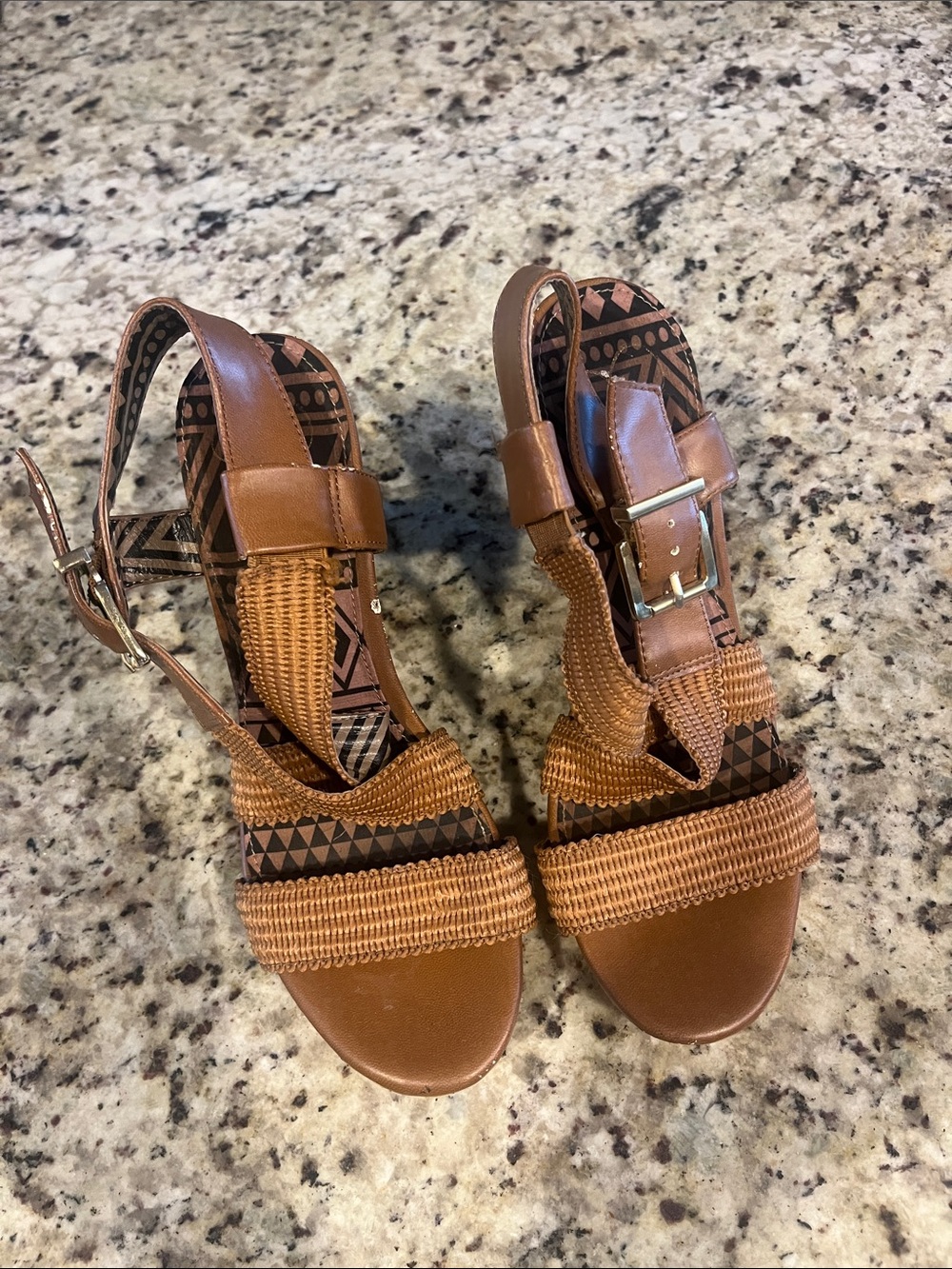 Jessica Simpson Tan Woven Strap Slingback Sandals